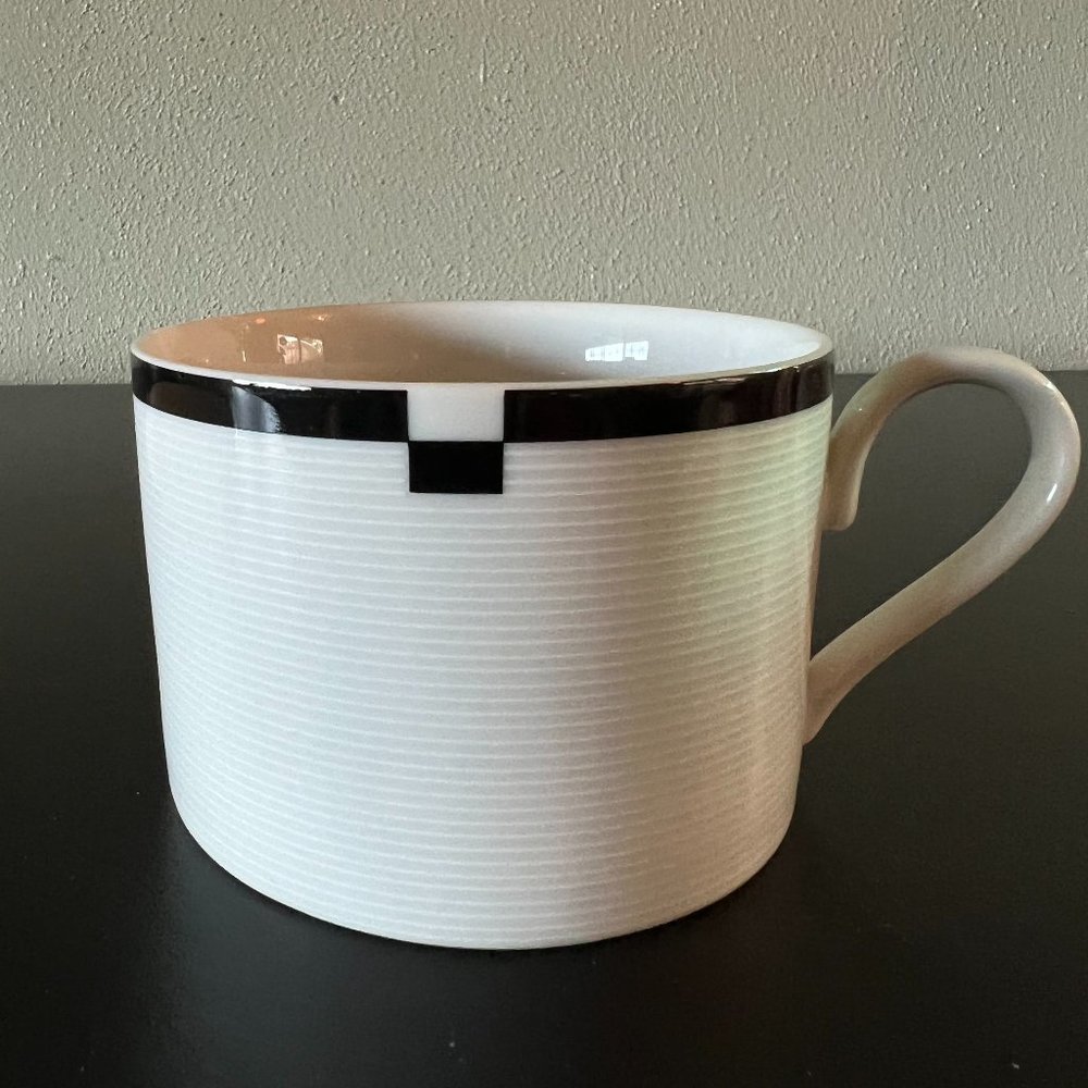Mikasa Midnight Fine China Cup and Saucer Set Vintage Japan L5542 Black White - Picture 3 of 10
